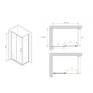 Душевой уголок Abber Schwarzer Diamant 100х90 AG30100B5-S90B5